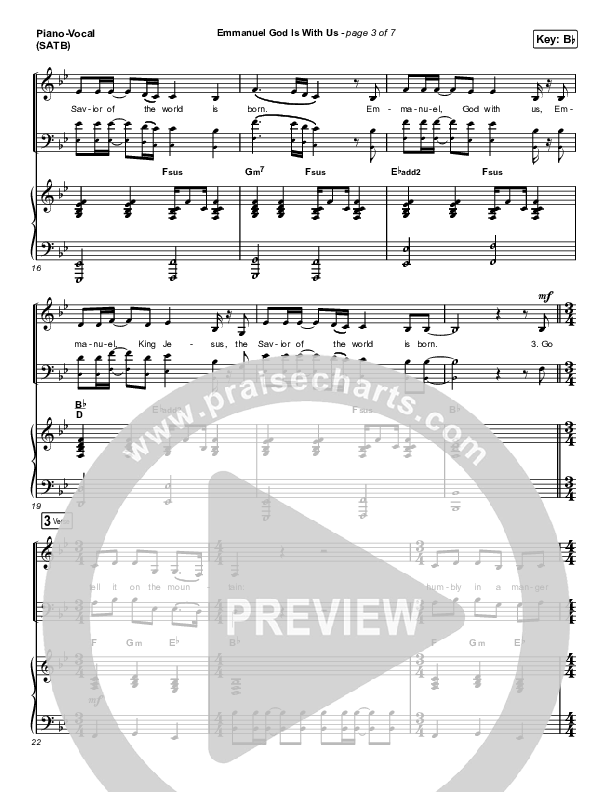 Emmanuel God With Us (Choral Anthem SATB) Piano/Vocal Pack (Chris Tomlin / Arr. Luke Gambill)