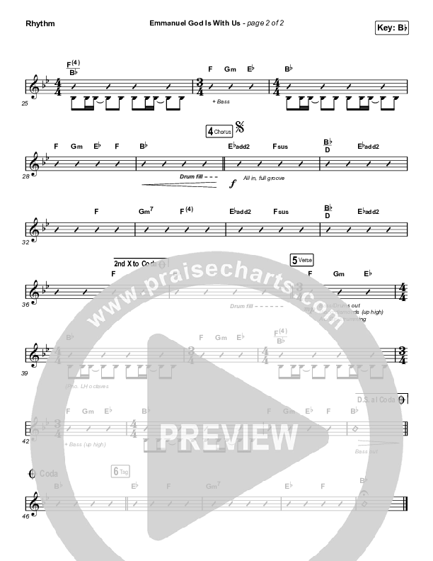 Emmanuel God With Us (Choral Anthem SATB) Rhythm Chart (Chris Tomlin / Arr. Luke Gambill)
