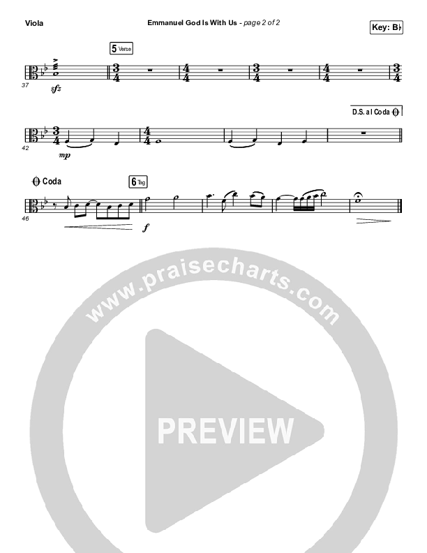 Emmanuel God With Us (Choral Anthem SATB) Viola (Chris Tomlin / Arr. Luke Gambill)