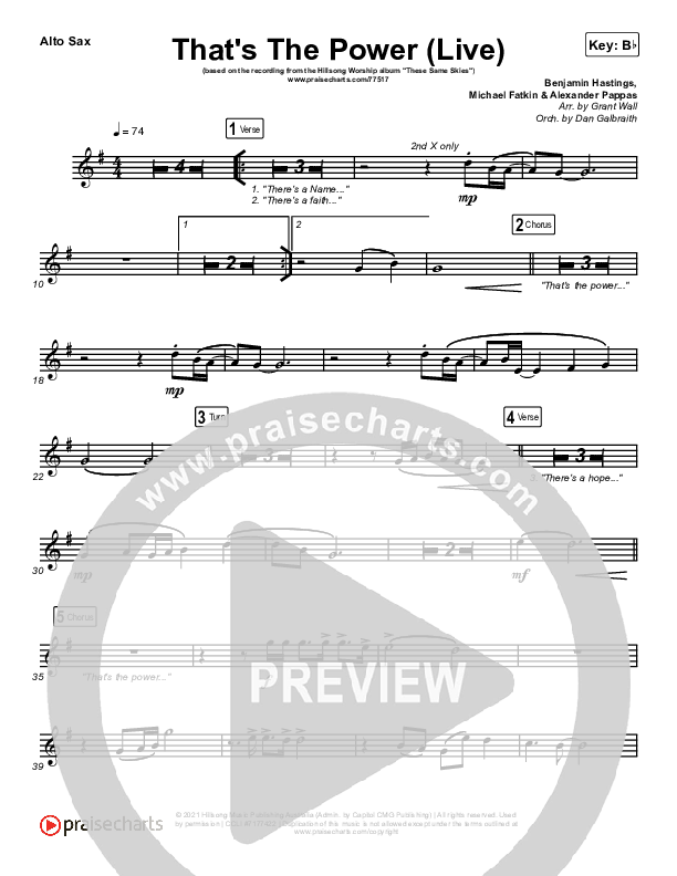 That's The Power (Live) Alto Sax (Hillsong Worship)