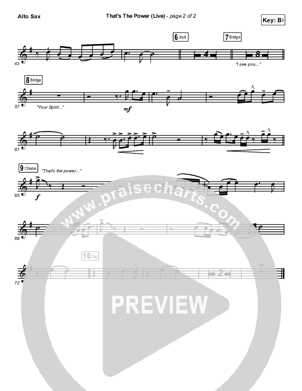 That's The Power (Live) Alto Sax (Hillsong Worship)