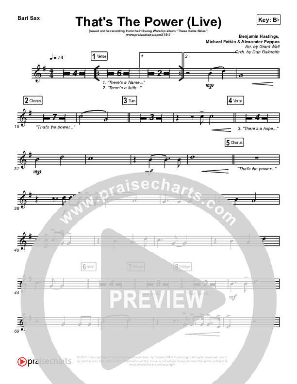 That's The Power (Live) Bari Sax (Hillsong Worship)