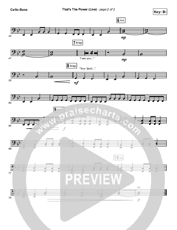 That's The Power (Live) Cello/Bass (Hillsong Worship)