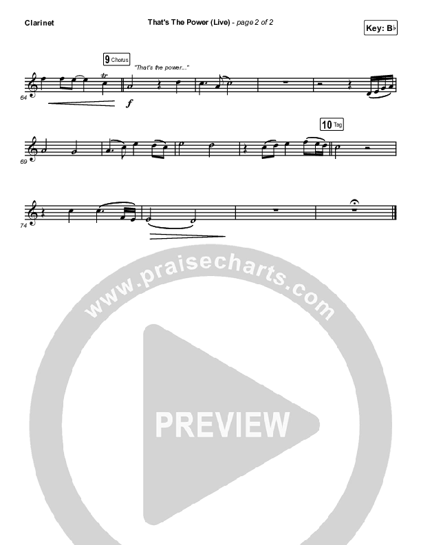 That's The Power (Live) Clarinet (Hillsong Worship)