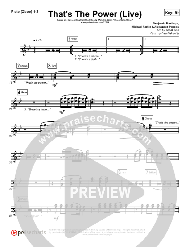 That's The Power (Live) Flute/Oboe 1/2/3 (Hillsong Worship)
