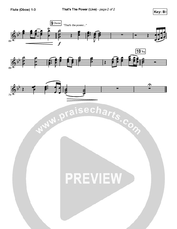 That's The Power (Live) Flute/Oboe 1/2/3 (Hillsong Worship)