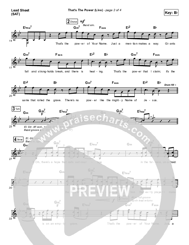 That's The Power (Live) Lead Sheet (SAT) (Hillsong Worship)