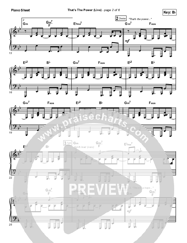That's The Power (Live) Piano Sheet (Hillsong Worship)
