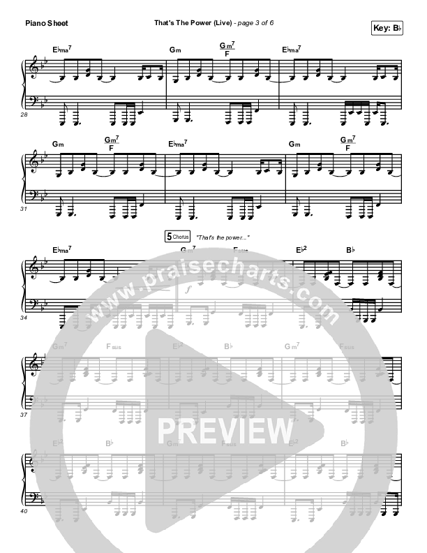 That's The Power (Live) Piano Sheet (Hillsong Worship)