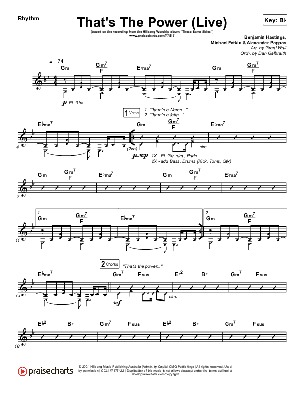That's The Power (Live) Rhythm Chart (Hillsong Worship)