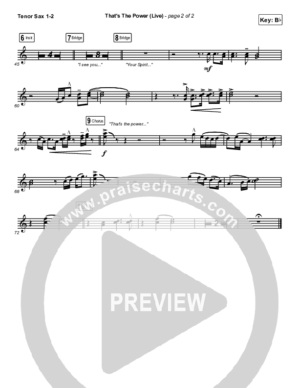 That's The Power (Live) Tenor Sax 1/2 (Hillsong Worship)