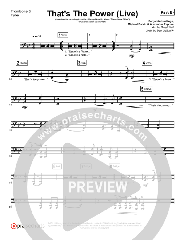 That's The Power (Live) Trombone 3/Tuba (Hillsong Worship)