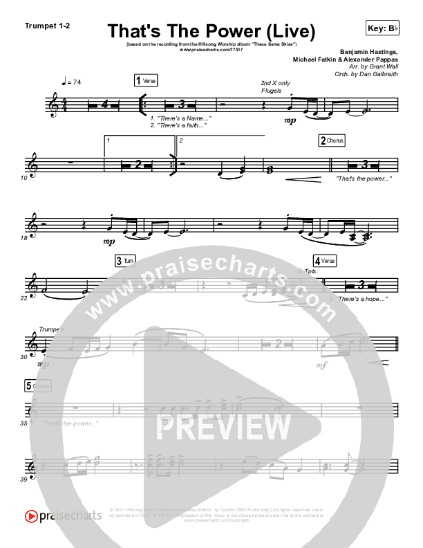 That's The Power (Live) Trumpet 1,2 (Hillsong Worship)