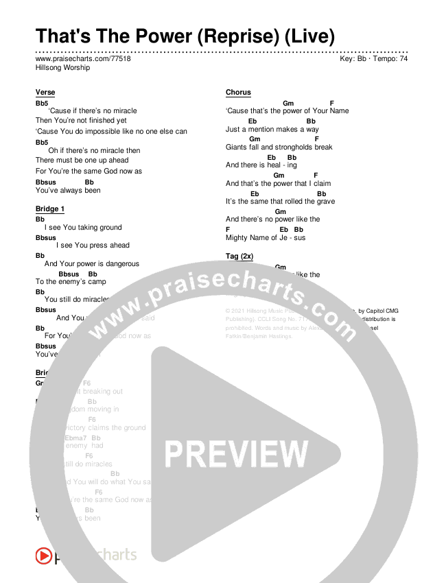 That's The Power (Reprise) (Live) Chords & Lyrics (Hillsong Worship)