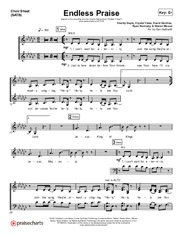 Endless Praise Choir Sheet (SATB) (Charity Gayle)