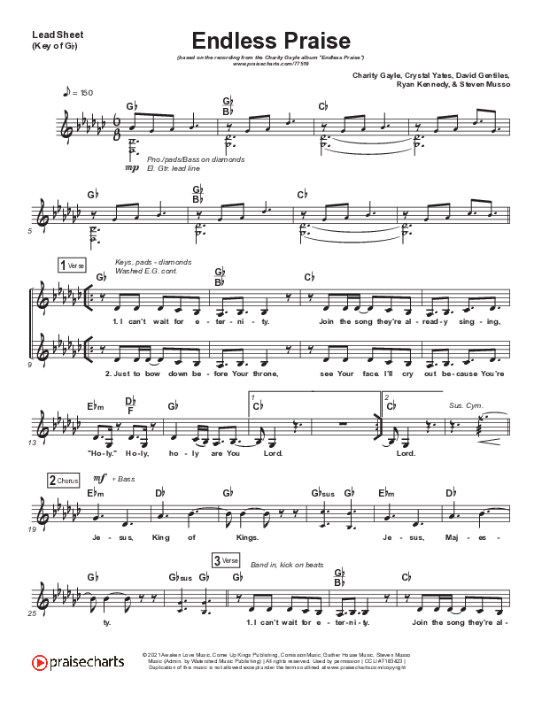 Endless Praise Lead Sheet (Melody) (Charity Gayle)