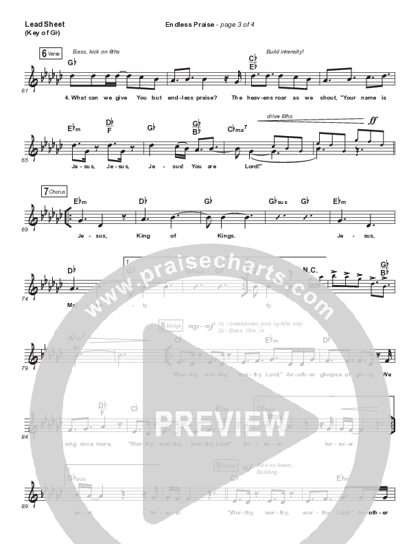 Endless Praise Lead Sheet (Melody) (Charity Gayle)