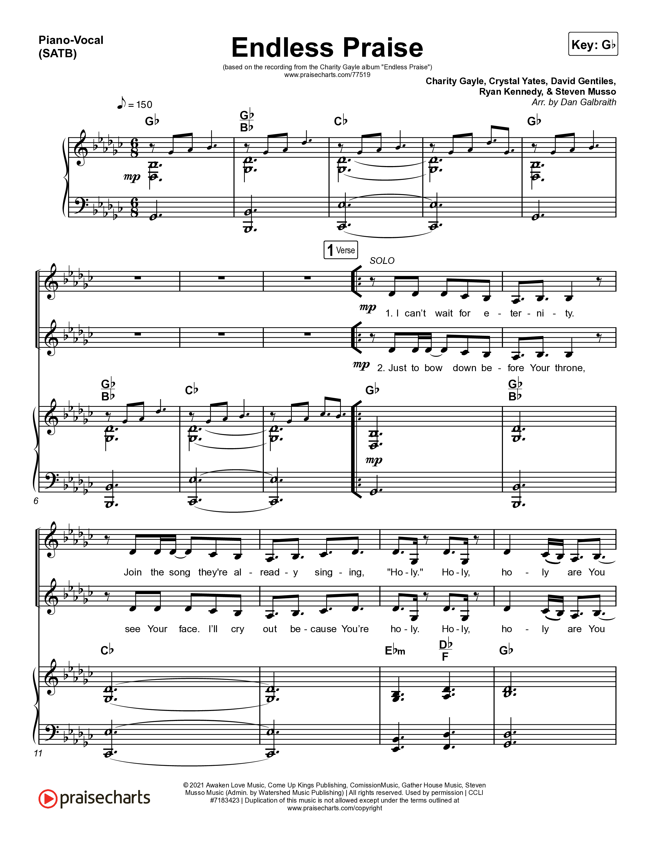Endless Praise Piano/Vocal (SATB) (Charity Gayle)
