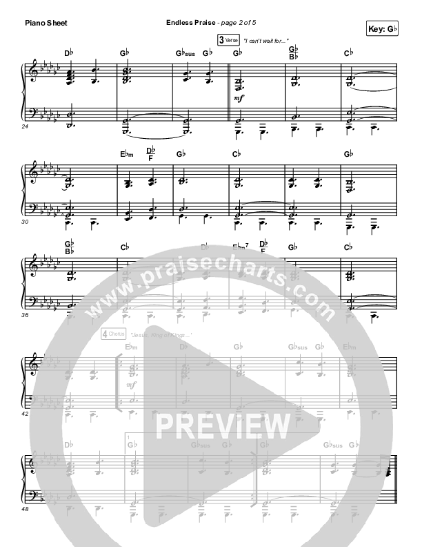 Endless Praise Piano Sheet (Charity Gayle)