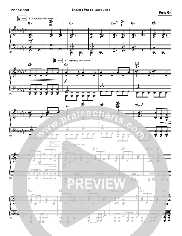 Endless Praise Piano Sheet (Charity Gayle)