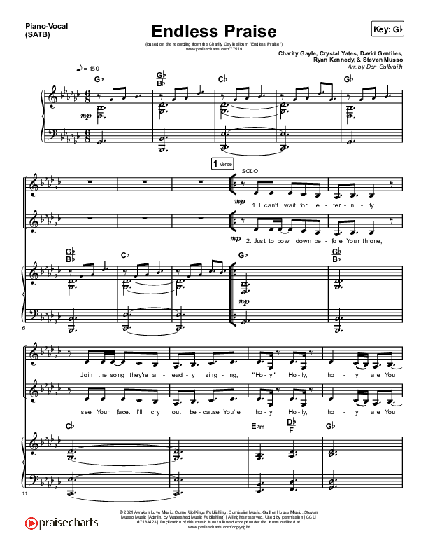 Endless Praise Piano/Vocal (SATB) (Charity Gayle)