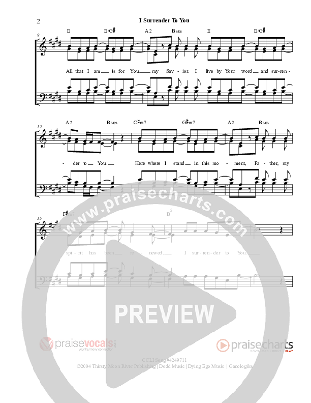 I Surrender To You Lead Sheet (PraiseVocals)