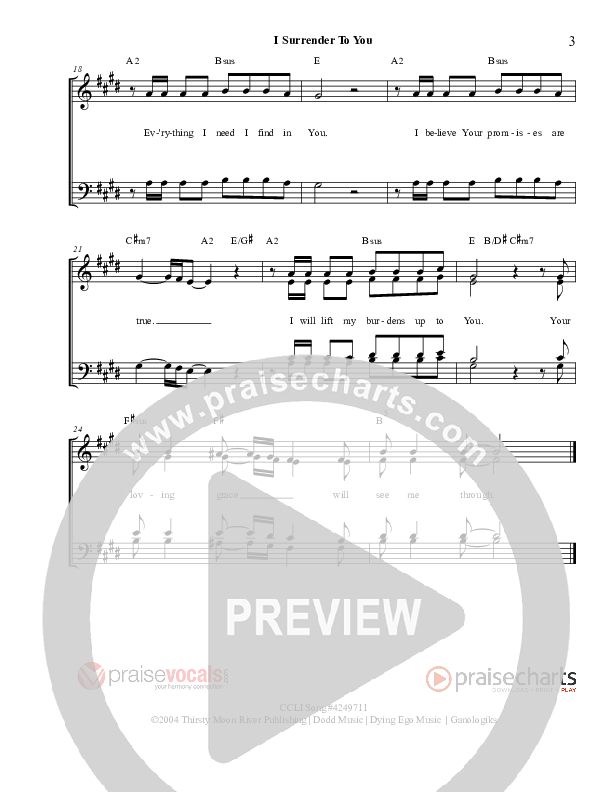 I Surrender To You Lead Sheet (PraiseVocals)