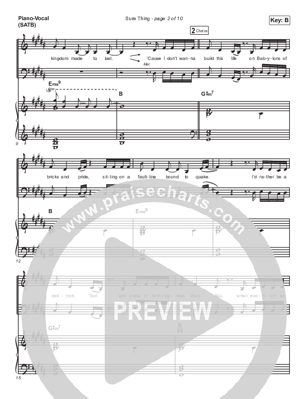 Sure Thing Piano/Vocal Pack (Hillsong UNITED)