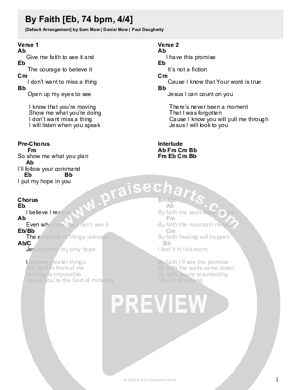 By Faith (Live) Chord Chart (Victory Worship)