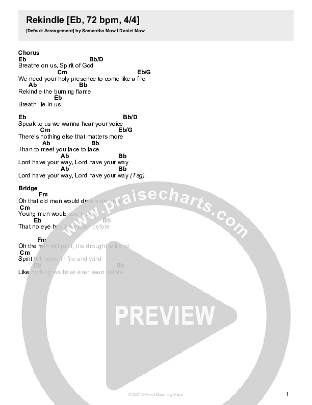 Rekindle (Live) Chord Chart (Victory Worship)