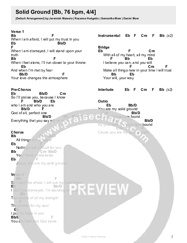 Solid Ground (Live) Chord Chart (Victory Worship)