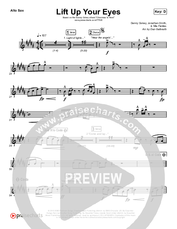 Lift Up Your Eyes Alto Sax (Danny Gokey)