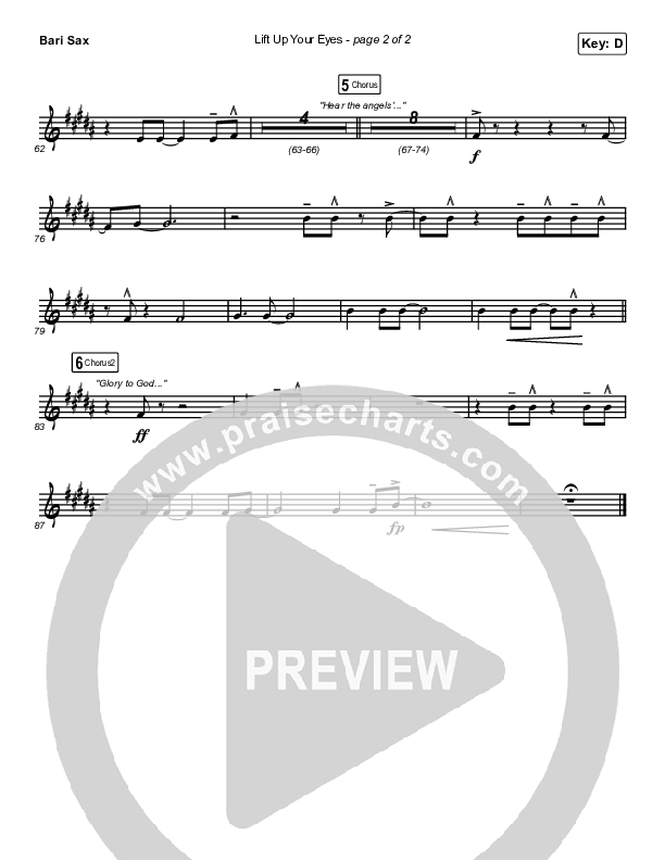 Lift Up Your Eyes Bari Sax (Danny Gokey)