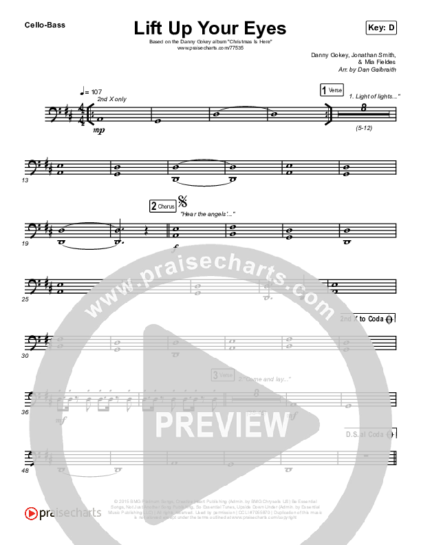 Lift Up Your Eyes Cello/Bass (Danny Gokey)