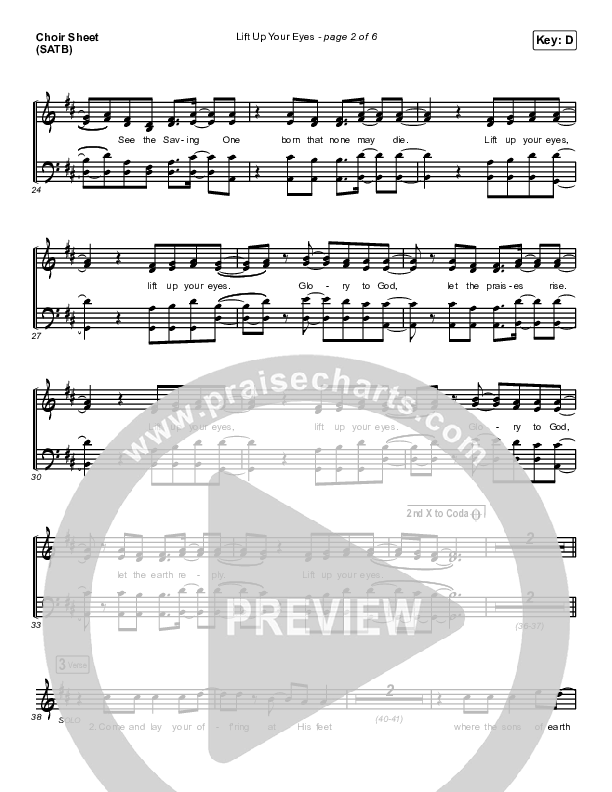Lift Up Your Eyes Choir Sheet (SATB) (Print Only) (Danny Gokey)