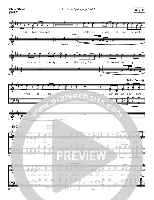 Lift Up Your Eyes Choir Sheet (SATB) (Print Only) (Danny Gokey)