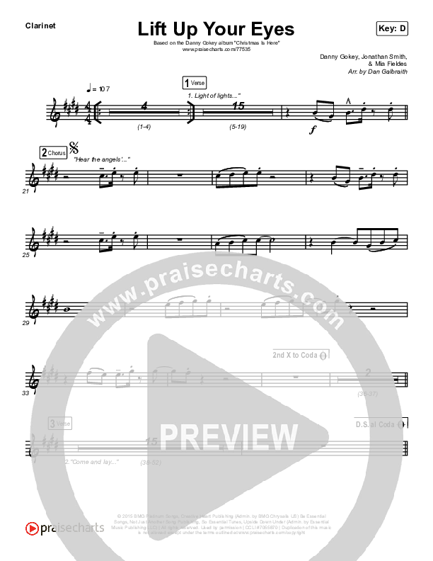 Lift Up Your Eyes Clarinet (Danny Gokey)