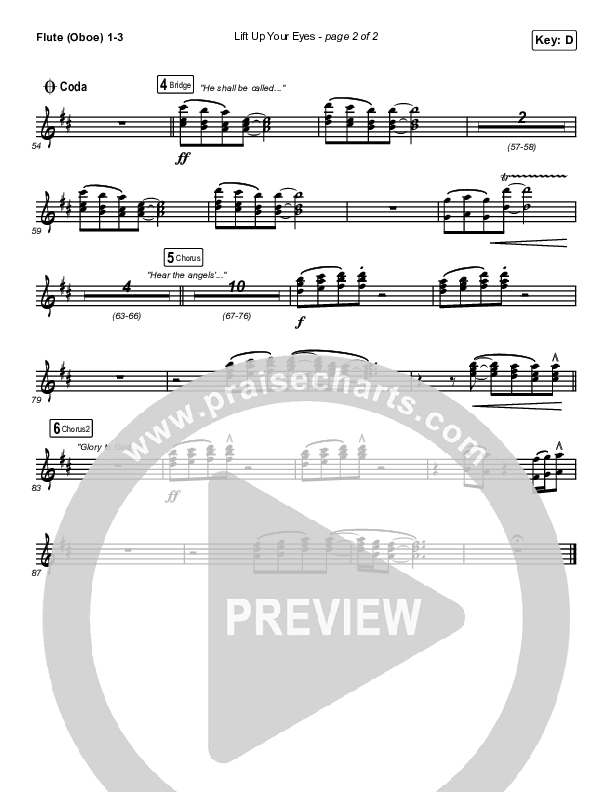 Lift Up Your Eyes Flute/Oboe 1/2/3 (Danny Gokey)