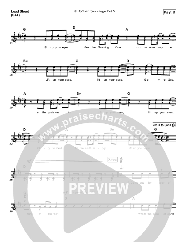 Lift Up Your Eyes Lead Sheet (Print Only) (Danny Gokey)