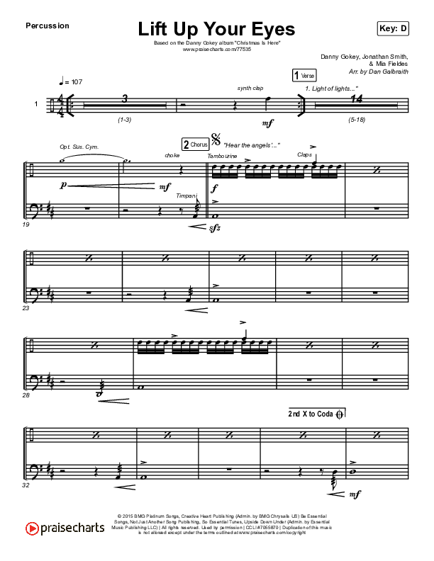 Lift Up Your Eyes Percussion (Danny Gokey)