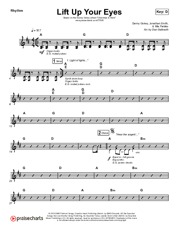 Lift Up Your Eyes Rhythm Chart (Print Only) (Danny Gokey)