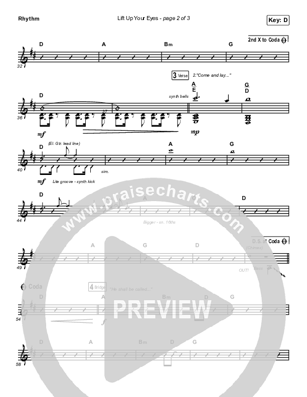 Lift Up Your Eyes Rhythm Chart (Print Only) (Danny Gokey)