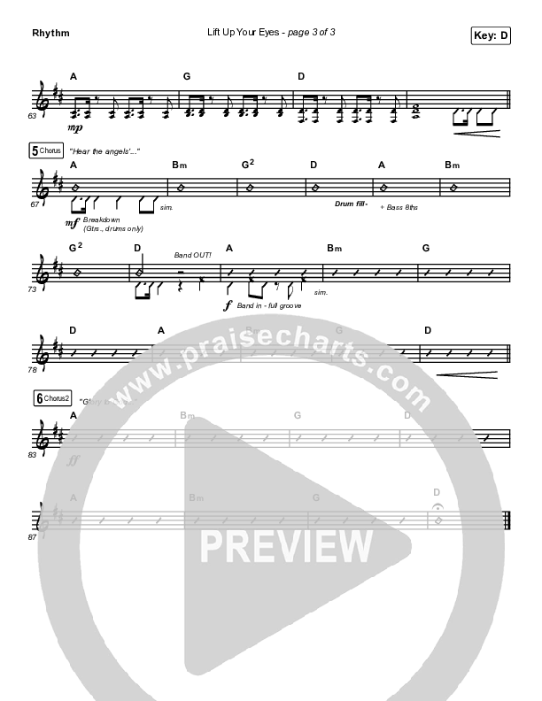 Lift Up Your Eyes Rhythm Chart (Print Only) (Danny Gokey)