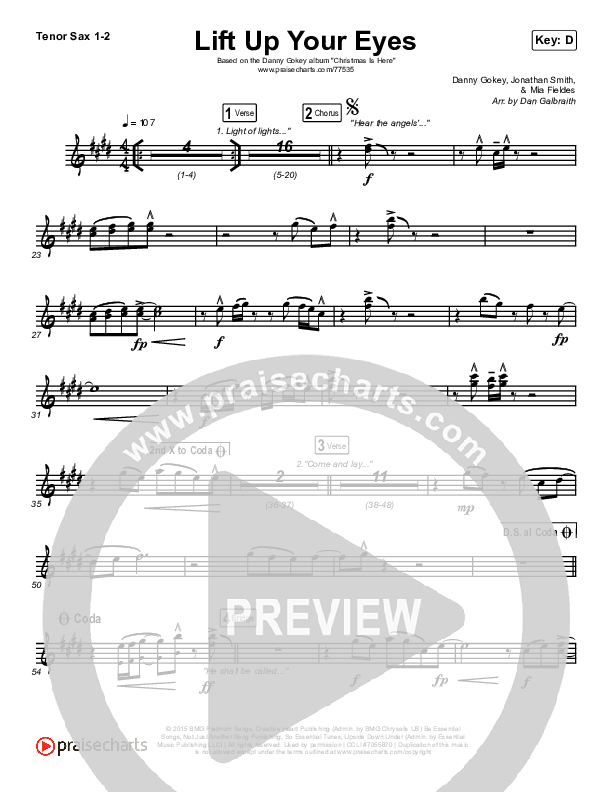 Lift Up Your Eyes Tenor Sax 1/2 (Danny Gokey)