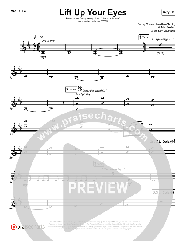 Lift Up Your Eyes Violin 1/2 (Danny Gokey)