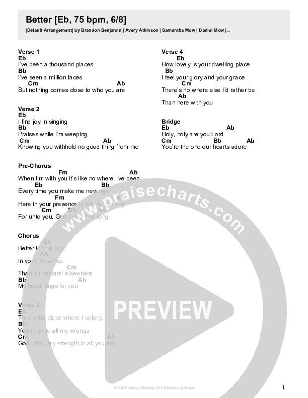 Better Chord Chart (Victory Worship)