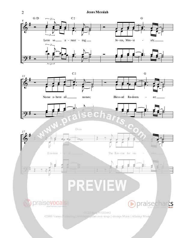 Jesus Messiah Lead Sheet (PraiseVocals)