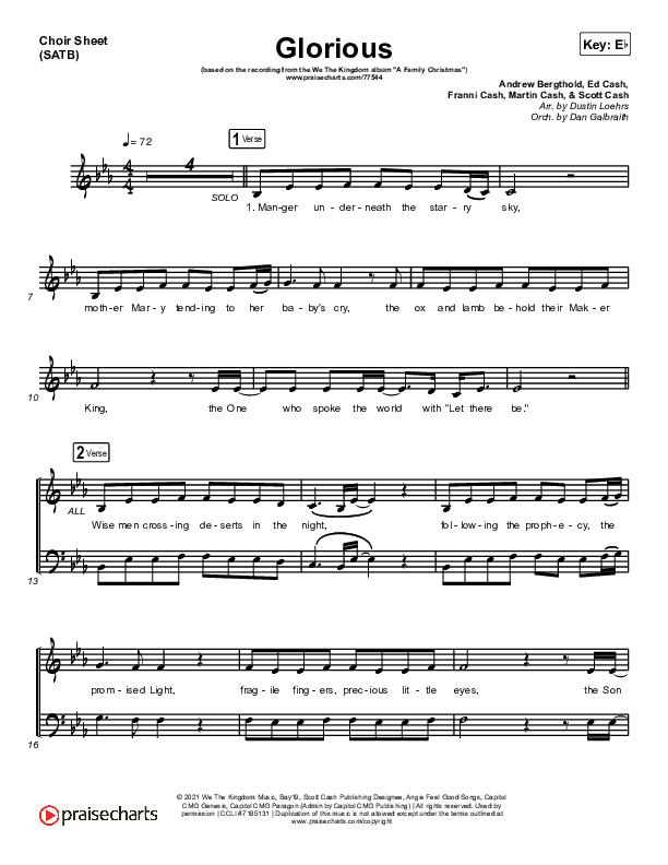 Glorious Choir Sheet (SATB) (We The Kingdom)