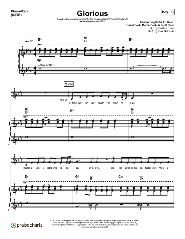 Glorious Piano/Vocal (SATB) (We The Kingdom)
