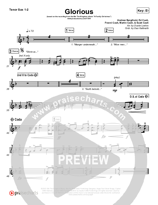 Glorious Tenor Sax 1/2 (We The Kingdom)